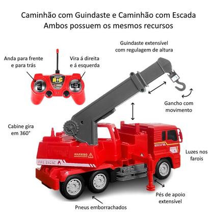 Imagem de Caminhão de Brinquedo Bombeiros Controle + Capacete Resgate