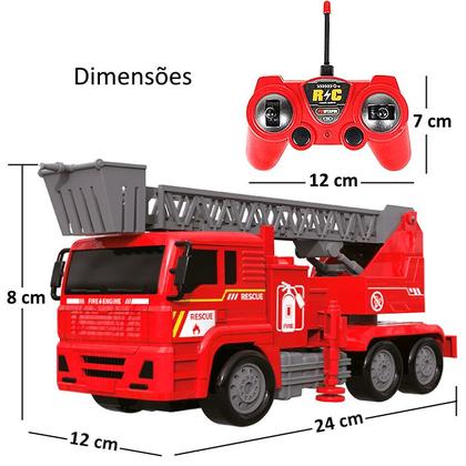 Imagem de Caminhão de Brinquedo Bombeiros Controle + Capacete Resgate