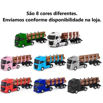 Imagem de Caminhão de Brinquedo Infantil Carga de Madeira Grande Iveco Hi-Way