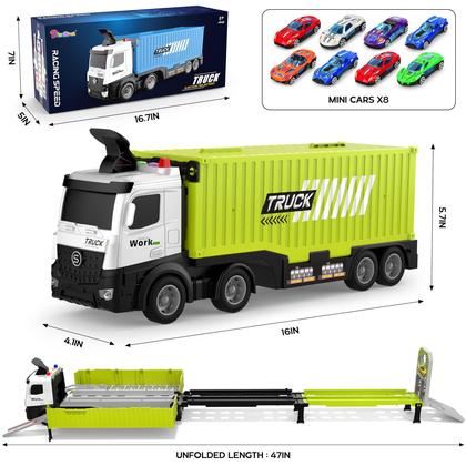 Imagem de Caminhão de Carrinho de Corrida com 8 Carros - Brinquedo para Crianças a partir de 3 Anos