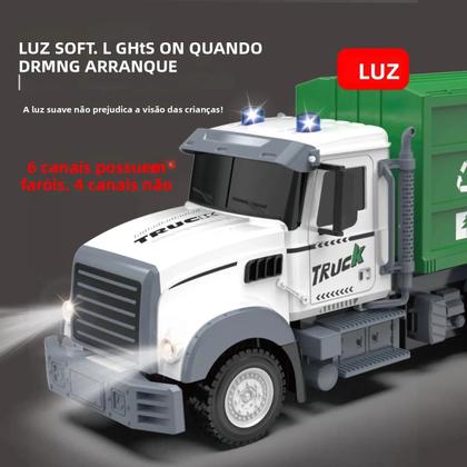 Imagem de Caminhão De Lixo RC Para Crianças Com Efeitos De Luz E Som, Caminhão De Controle Remoto