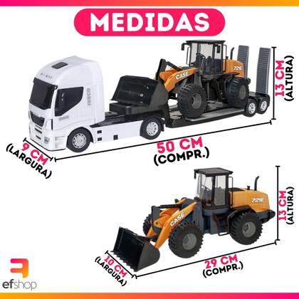 Imagem de Caminhão Iveco Plataforma Com Carregadeira Case 721e Brinquedo Menino