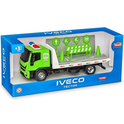 Imagem de Caminhão Iveco Tector Guincho Plataforma Miniatura Escala 1:30 Usual Brinquedos