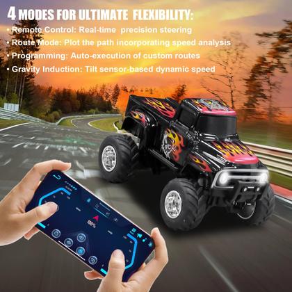 Imagem de Caminhão RC Dingdongwu Mini escala 1:64 com LED de controle de APP verde