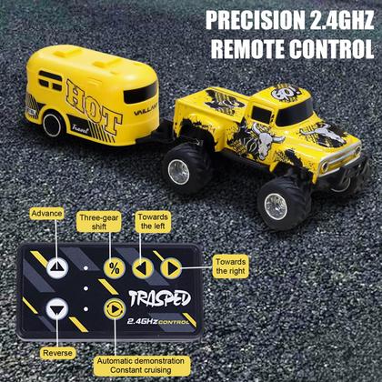 Imagem de Caminhão RC Dingdongwu Mini escala 1:64 com LED de controle de APP verde