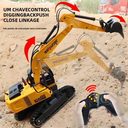 Imagem de Caminhão RC Em Escala 1/24, Escavadora Com Controle Remoto 9CH, Simulação De Som E Luz, Veículo De