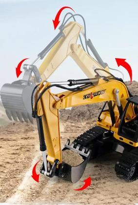 Imagem de Caminhão RC Em Escala 1/24, Escavadora Com Controle Remoto 9CH, Simulação De Som E Luz, Veículo De