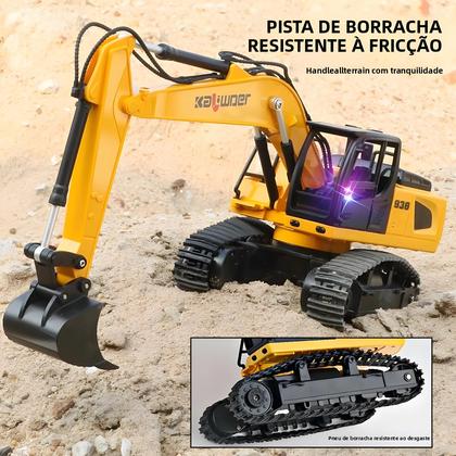 Imagem de Caminhão RC Em Escala 1/24, Escavadora Com Controle Remoto 9CH, Simulação De Som E Luz, Veículo De