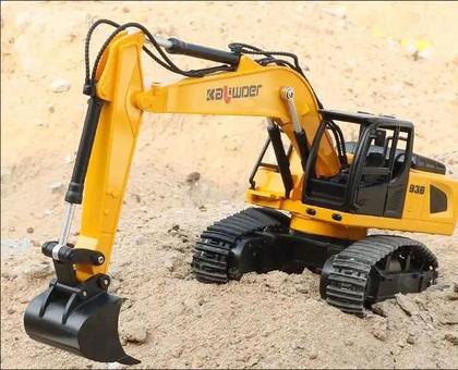 Imagem de Caminhão RC Em Escala 1/24, Escavadora Com Controle Remoto 9CH, Simulação De Som E Luz, Veículo De