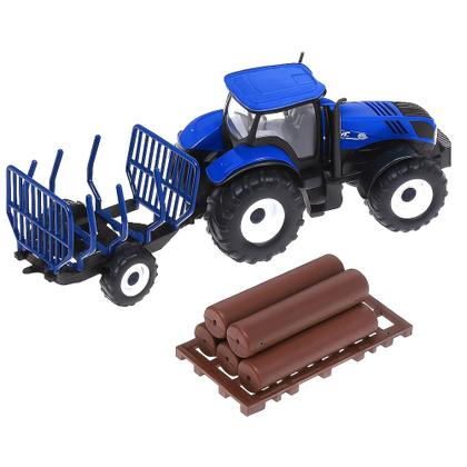 Imagem de Caminhão Trator de Plantação Reboque Carreta de Carga Azul