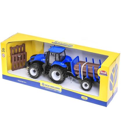 Imagem de Caminhão Trator de Plantação Reboque Carreta de Carga Azul