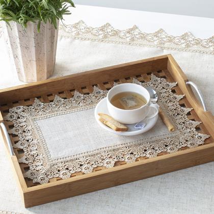Imagem de Caminho de Mesa Bandeja Rendado Arizona Bege 30x45cm Jolitex