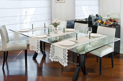 Imagem de Caminho De Mesa Bege Renda Poli-Linho 40X225Cm Rafimex