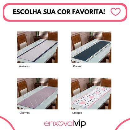 Imagem de Caminho de Mesa Trilho Retangular Estampado 1,35m x 45cm 4 ou 6 Lugares Cozinha Sala Jantar Decoração