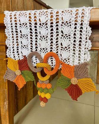 Imagem de Caminho Trilho De Mesa 1,70x38cm Cacho De Uva Crochê Artesanal
