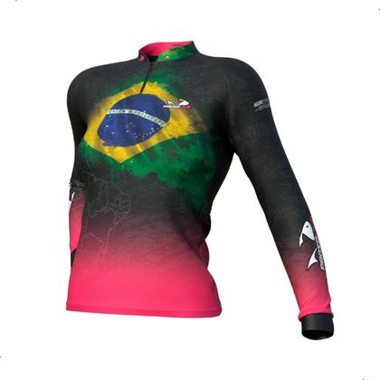 Imagem de Camisa Agro Baby 01 Com Proteção UV 50 Presa Viva Pesca Térmica Pink Rosa Verde Preto Bandeira Brasil