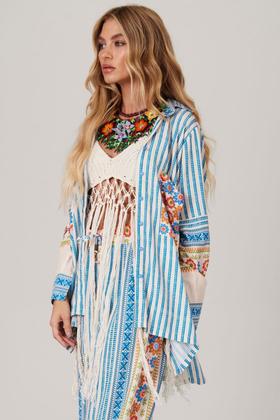 Imagem de Camisa Ampla Godê Azul Coleção Pira Omomba''e Yacamim Q3