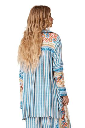 Imagem de Camisa Ampla Godê Azul Coleção Pira Omomba''e Yacamim Q3