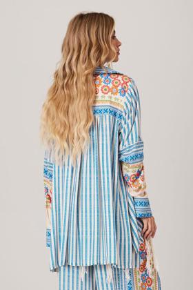 Imagem de Camisa Ampla Godê Azul Coleção Pira Omomba''e Yacamim Q3