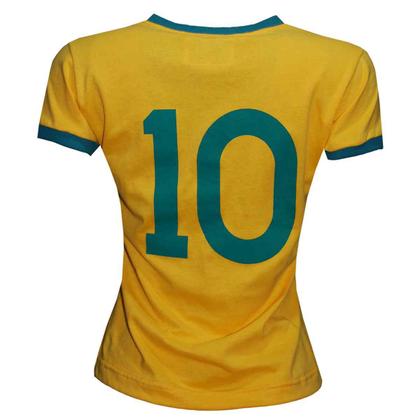 Imagem de Camisa Brasil Faixa Liga Retrô Feminina  Amarela