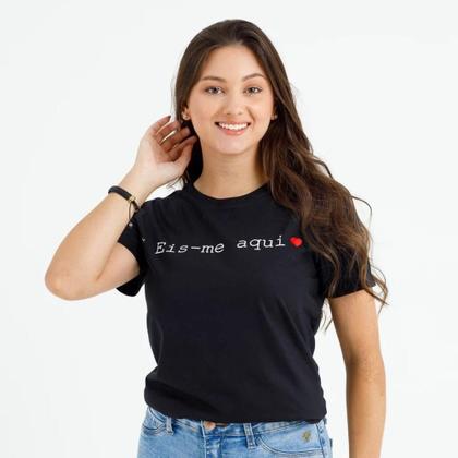 Imagem de Camisa Camiseta Blusa Feminina Baby-Look Evangelica Cristã Igreja Gospel Church Jovem Fé Eis-me Aqui