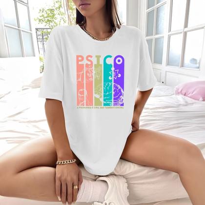 Imagem de Camisa Camiseta Feminina Estampada A Psicologia é a Cura 100% Algodão Fio 30.1 Penteado