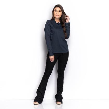 Imagem de Camisa Camisete Social Feminina Lisa Manga Longa Casual