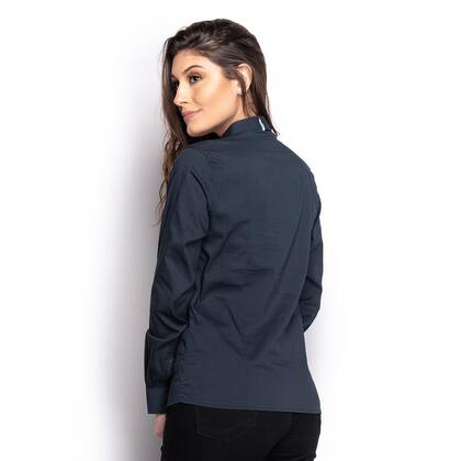 Imagem de Camisa Camisete Social Feminina Lisa Manga Longa Casual