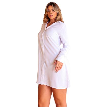 Imagem de Camisa Chemise Social Feminina Manga Longa Vestido Curto Casual