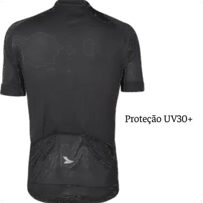 Imagem de Camisa Ciclismo Masculina Tam G Preta UV30+ Dryfit Sport Corrida Treino Academia Musculação Atrio VB003