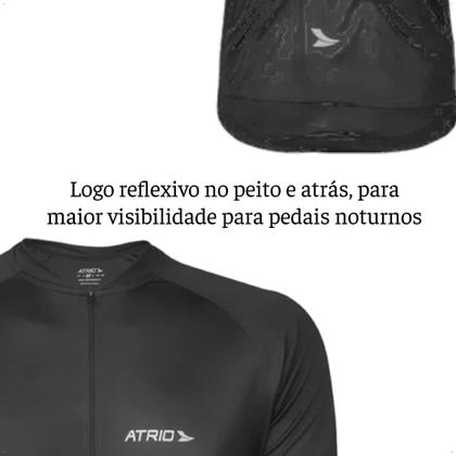 Imagem de Camisa Ciclismo Masculina Tam G Preta UV30+ Dryfit Sport Corrida Treino Academia Musculação Atrio VB003