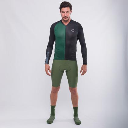 Imagem de Camisa Ciclismo Sport Márcio May Manga Longa Preto e Verde