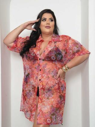 Imagem de Camisa com botão CAMISAO saida de praia PLUS SIZE Quimono