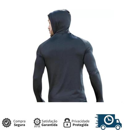 Imagem de Camisa Com Capuz Segunda Pele Térmica Com Proteção UV Lisa Esporte