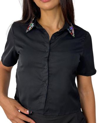 Imagem de Camisa cropped com gola em pedrarias REF6009