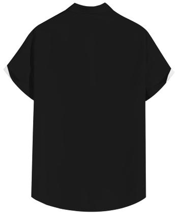 Imagem de Camisa de boliche CURBODO Retro Hawaiian Style para homens preta S