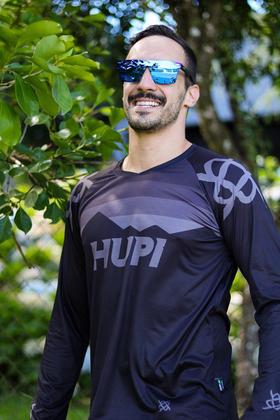 Imagem de Camisa de Ciclismo Hupi Shadow All Black Manga Longa Modelagem Confortável Preto