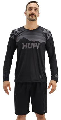 Imagem de Camisa de Ciclismo Hupi Shadow All Black Manga Longa Modelagem Confortável Preto
