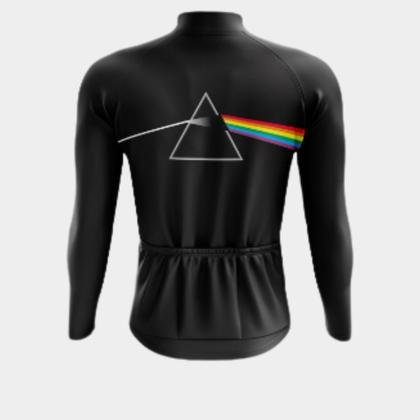 Imagem de Camisa de Ciclismo Masculina Pink Floyd Manga Longa PRO 3 Bolsos Traseiros Utilitários Proteção Uv Zíper Parcial