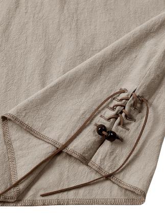 Imagem de Camisa de fantasia JEMITOP Retro Renaissance Pirate Viking Masculina Khaki M