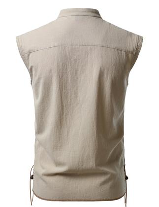 Imagem de Camisa de fantasia JEMITOP Retro Renaissance Pirate Viking Masculina Khaki M