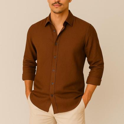 Imagem de Camisa de Linho Blusa Manga Longa Viscose Praia Masculina Muitas Cores