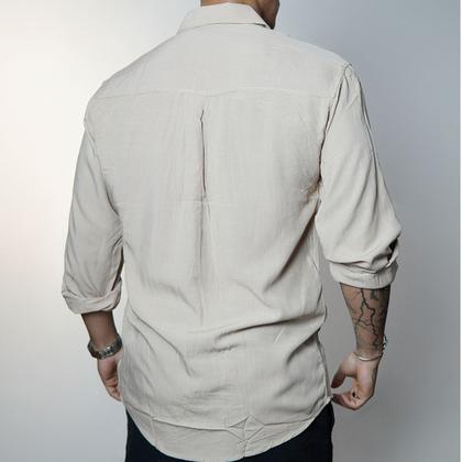 Imagem de Camisa de Linho Blusa Manga Longa Viscose Praia Masculina Muitas Cores
