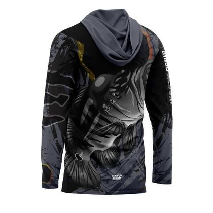 Imagem de Camisa De Pesca Mar Negro com Capuz Sublimada Uv50+ Masc - Tucunare Ocelo