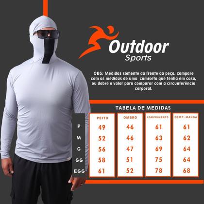 Imagem de Camisa de Pesca Proteção UV50+ com Touca Ninja Cinza Chumbo