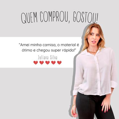 Imagem de Camisa de Viscose Camisete Feminina Social Básica Gola Italiana e Punho com Botões