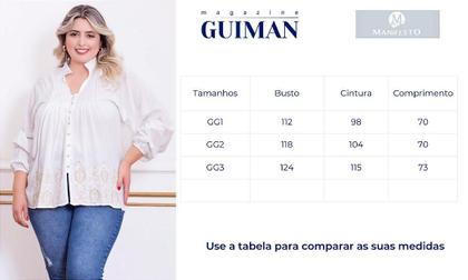 Imagem de Camisa Feminina Bata com Bordado Manifesto - Inverno - Off White