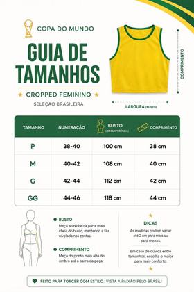Imagem de Camisa Feminina Copa Futebol Camisa De Time Feminina Cropped Do Brasil Estampado