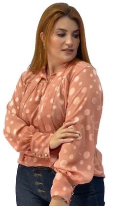 Imagem de Camisa Feminina de Chiffon Poá Gola Laço