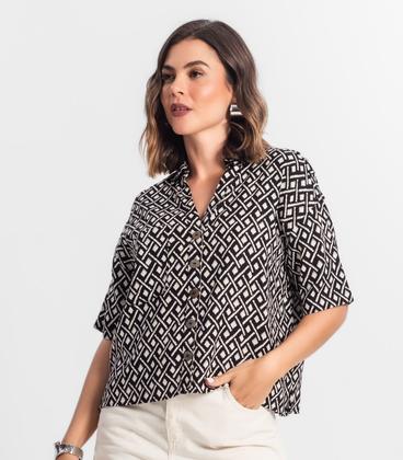 Imagem de Camisa Feminina Estampada Com Botões Select Preto
